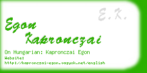 egon kapronczai business card